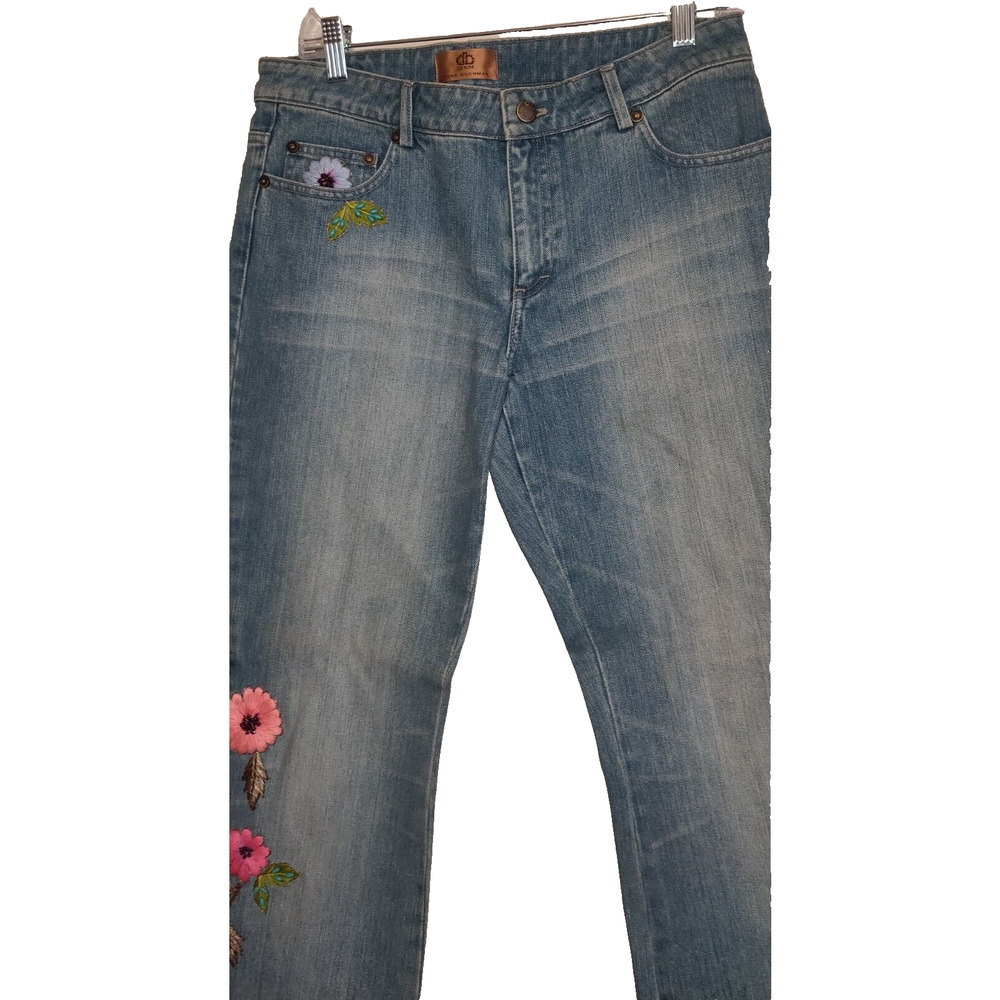 Vintage Y2K Embroidered Denim Jeans Sz 6 Dana Buchman Ileana Boho Boot Cut - Picture 3 of 16